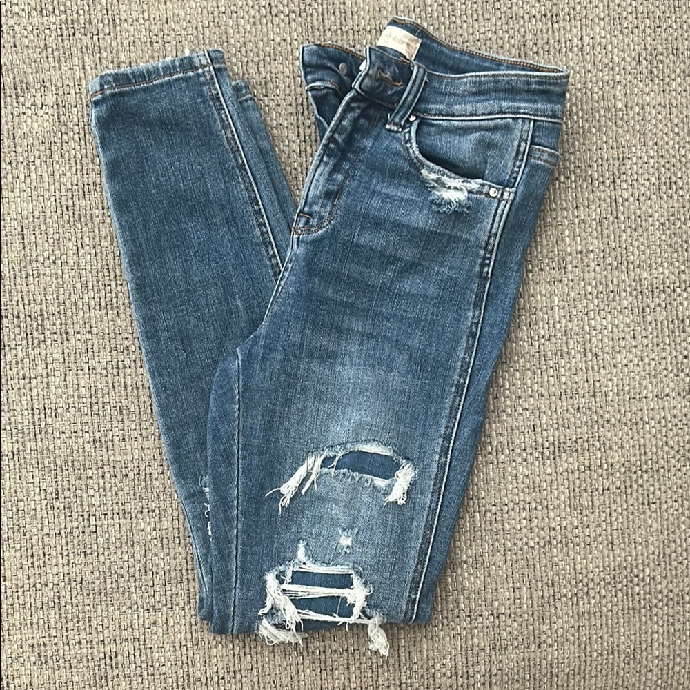 Altar'd State Blue Skinny Jeans Distressed Design